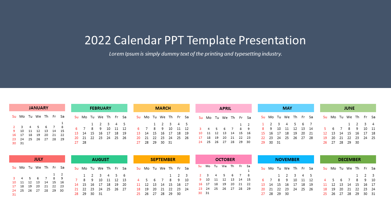 2022 Calendar PPT Template Presentation